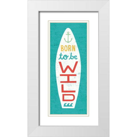Beach Bums Surf Board I White Modern Wood Framed Art Print with Double Matting by Mullan, Michael