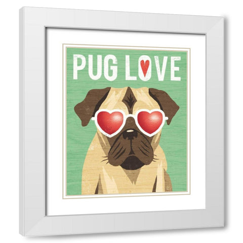 Beach Bums Pug I Love White Modern Wood Framed Art Print with Double Matting by Mullan, Michael