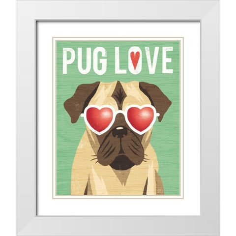 Beach Bums Pug I Love White Modern Wood Framed Art Print with Double Matting by Mullan, Michael