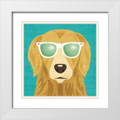 Beach Bums Golden I White Modern Wood Framed Art Print with Double Matting by Mullan, Michael