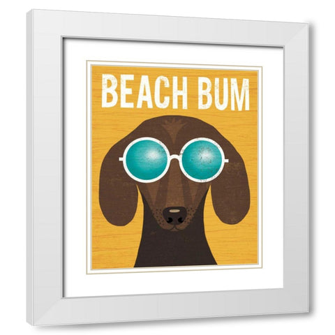 Beach Bums Dachshund I Bum White Modern Wood Framed Art Print with Double Matting by Mullan, Michael