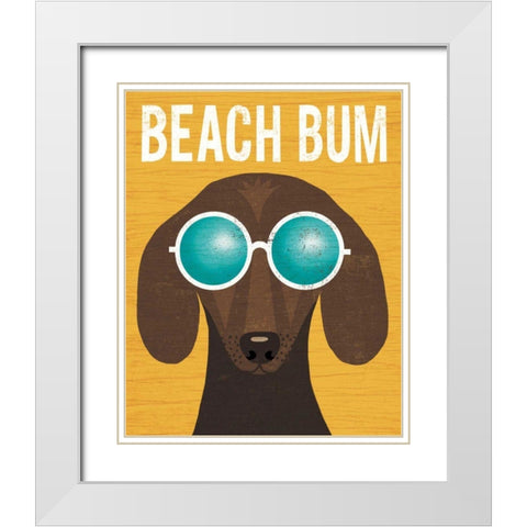 Beach Bums Dachshund I Bum White Modern Wood Framed Art Print with Double Matting by Mullan, Michael