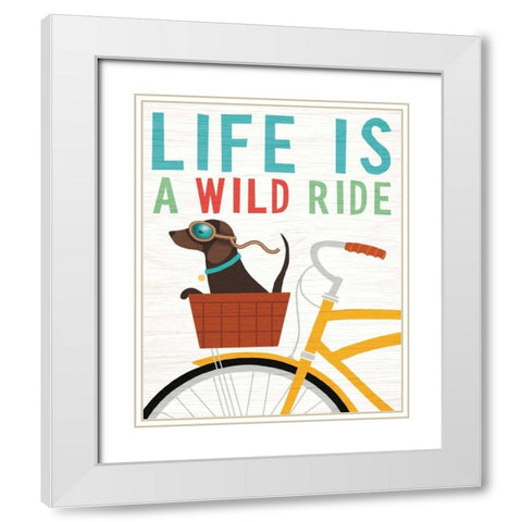 Beach Bums Dachshund Bicycle I Life White Modern Wood Framed Art Print with Double Matting by Mullan, Michael