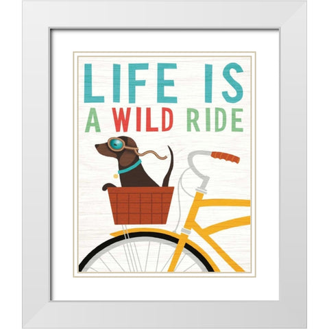 Beach Bums Dachshund Bicycle I Life White Modern Wood Framed Art Print with Double Matting by Mullan, Michael