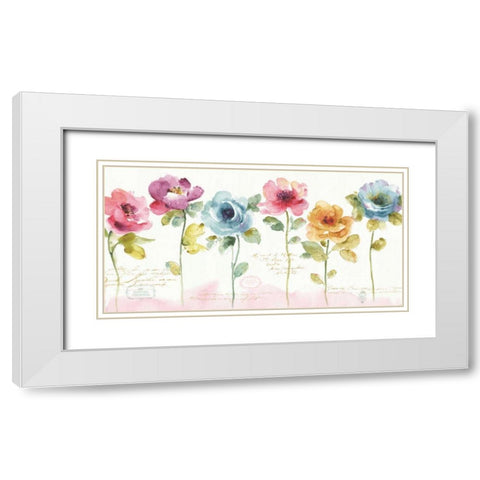 Rainbow Seeds Loose Floral V White Modern Wood Framed Art Print with Double Matting by Audit, Lisa