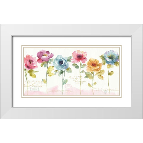 Rainbow Seeds Loose Floral V White Modern Wood Framed Art Print with Double Matting by Audit, Lisa