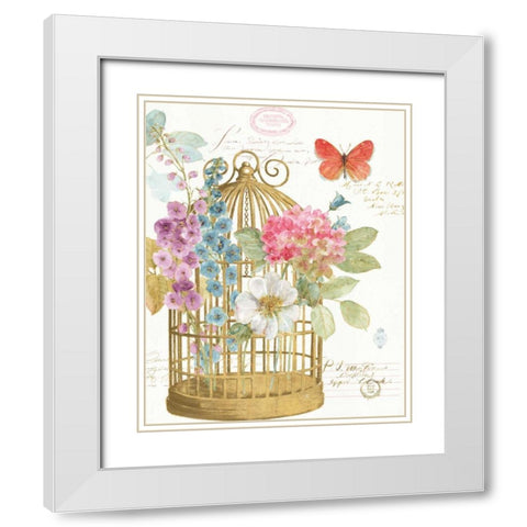 Rainbow Seeds Romantic Birdcage II White Modern Wood Framed Art Print with Double Matting by Audit, Lisa