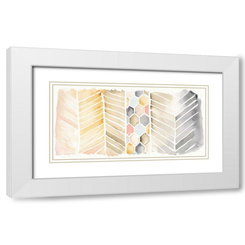 Watercolor Chevron White Modern Wood Framed Art Print with Double Matting by DeNeige, Elyse
