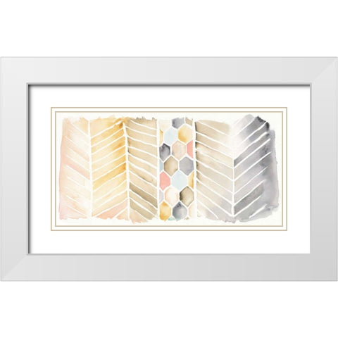 Watercolor Chevron White Modern Wood Framed Art Print with Double Matting by DeNeige, Elyse