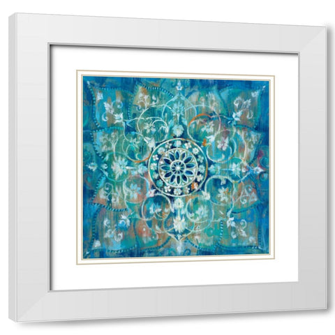Mandala in Blue I Sq White Modern Wood Framed Art Print with Double Matting by Danhui, Nai