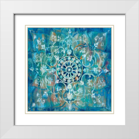 Mandala in Blue I Sq White Modern Wood Framed Art Print with Double Matting by Danhui, Nai