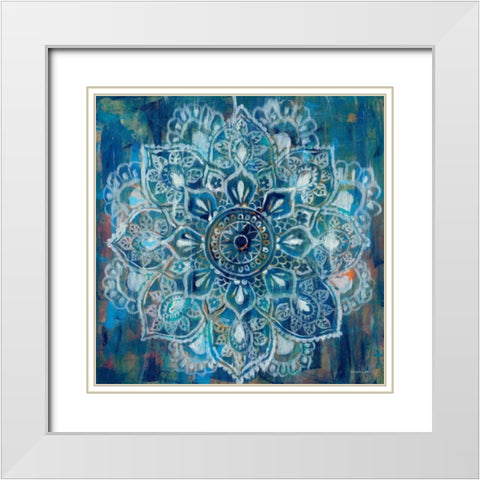 Mandala in Blue II White Modern Wood Framed Art Print with Double Matting by Danhui, Nai