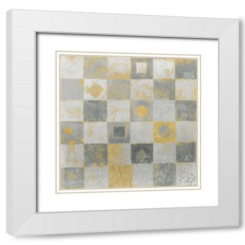 Neutrality Abstract Gold White Modern Wood Framed Art Print with Double Matting by Wiens, James