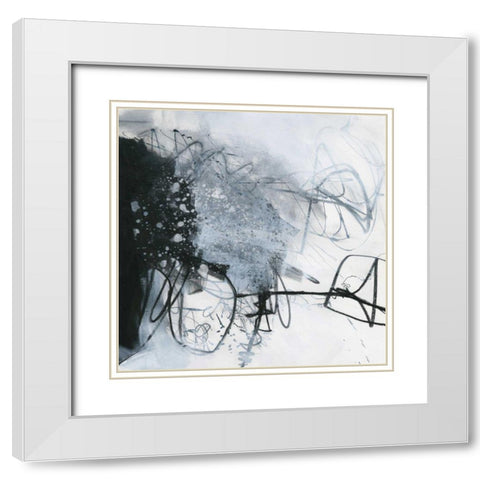 Whats Happening III White Modern Wood Framed Art Print with Double Matting by Davies, Jane