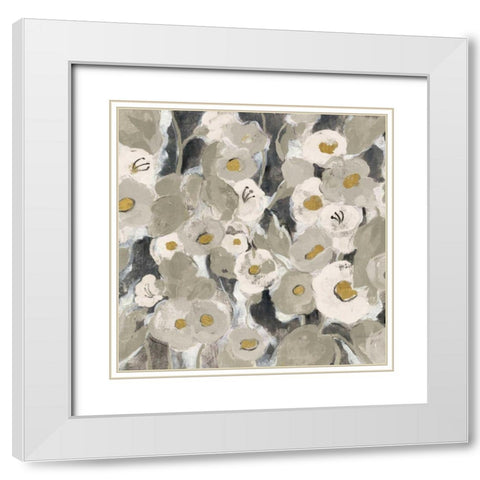 Velvety Florals Neutral II White Modern Wood Framed Art Print with Double Matting by Vassileva, Silvia