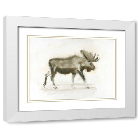 Dark Moose White Modern Wood Framed Art Print with Double Matting by Wiens, James