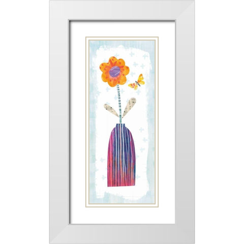 Collage Flower II Border White Modern Wood Framed Art Print with Double Matting by Averinos, Melissa