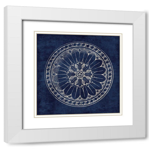 Rosette I Indigo White Modern Wood Framed Art Print with Double Matting by Wild Apple Portfolio