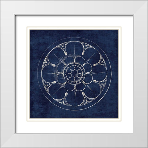 Rosette III Indigo White Modern Wood Framed Art Print with Double Matting by Wild Apple Portfolio