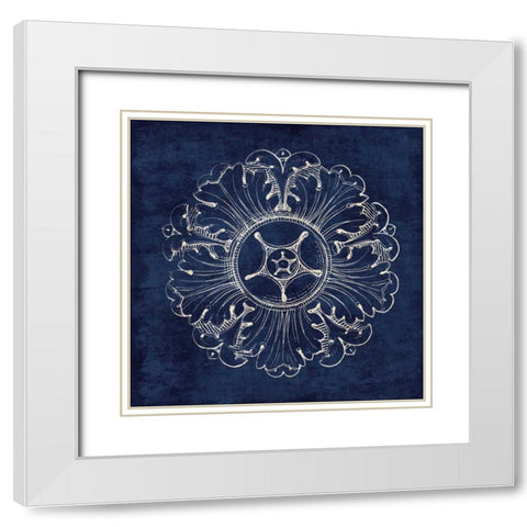 Rosette VI Indigo White Modern Wood Framed Art Print with Double Matting by Wild Apple Portfolio
