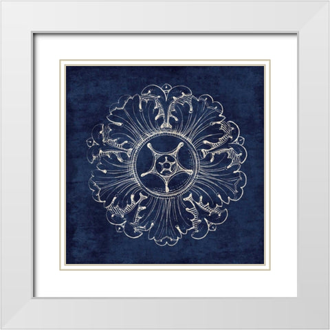 Rosette VI Indigo White Modern Wood Framed Art Print with Double Matting by Wild Apple Portfolio