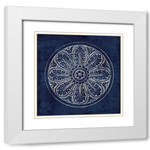 Rosette VIII Indigo White Modern Wood Framed Art Print with Double Matting by Wild Apple Portfolio