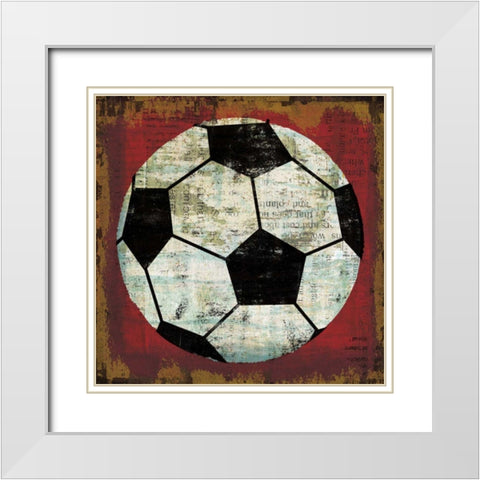 Ball IV on Red White Modern Wood Framed Art Print with Double Matting by Mullan, Michael