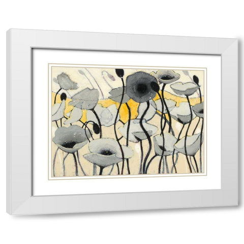 Snow Day Gray Flower White Modern Wood Framed Art Print with Double Matting by Novak, Shirley