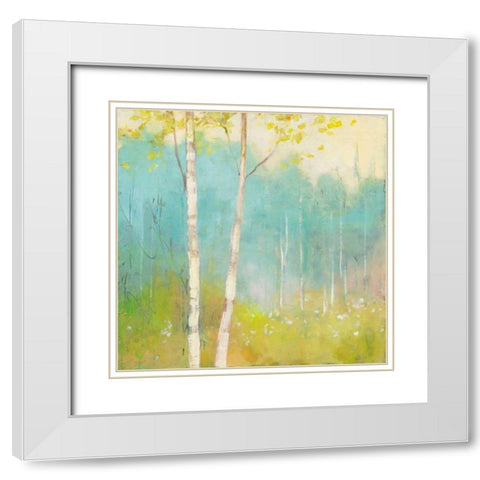 Spring Fling I White Modern Wood Framed Art Print with Double Matting by Purinton, Julia
