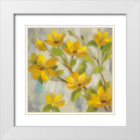 Golden Bloom I White Modern Wood Framed Art Print with Double Matting by Vassileva, Silvia