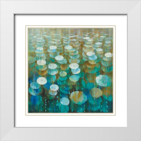 Rain Drops White Modern Wood Framed Art Print with Double Matting by Nai, Danhui