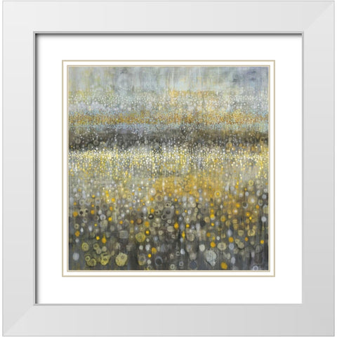 Rain Abstract II White Modern Wood Framed Art Print with Double Matting by Nai, Danhui