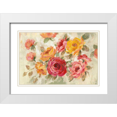 Brushy Roses White Modern Wood Framed Art Print with Double Matting by Vassileva, Silvia
