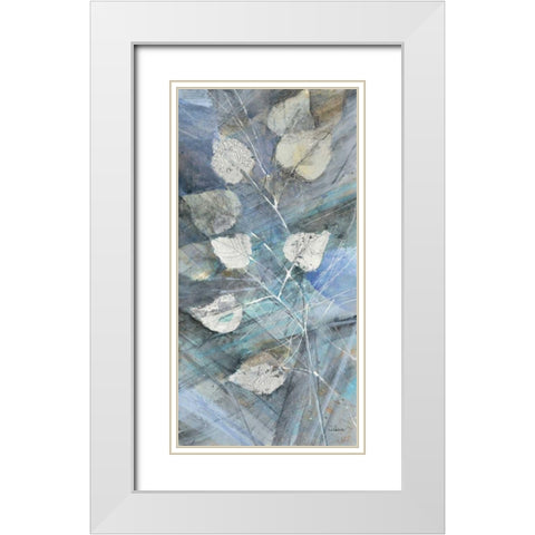 Silver Leaves I White Modern Wood Framed Art Print with Double Matting by Albena, Hristova