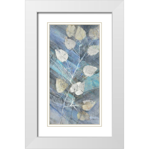 Silver Leaves II White Modern Wood Framed Art Print with Double Matting by Albena, Hristova