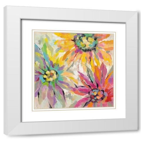 Abstracted Petals I White Modern Wood Framed Art Print with Double Matting by Vassileva, Silvia