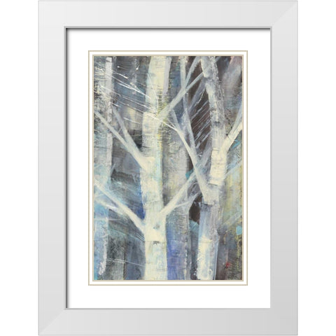 Winter Birches II White Modern Wood Framed Art Print with Double Matting by Hristova, Albena