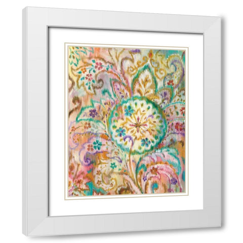 Boho Paisley I White Modern Wood Framed Art Print with Double Matting by Nai, Danhui