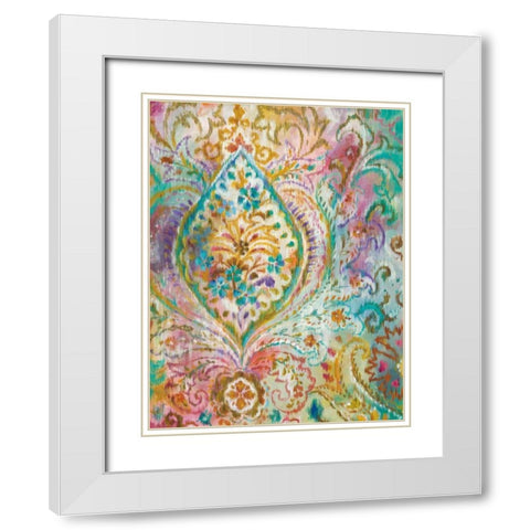 Boho Paisley II White Modern Wood Framed Art Print with Double Matting by Nai, Danhui