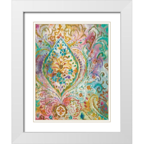 Boho Paisley II White Modern Wood Framed Art Print with Double Matting by Nai, Danhui