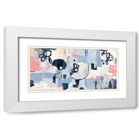Take Flight Coral and Gray White Modern Wood Framed Art Print with Double Matting by Wild Apple Portfolio