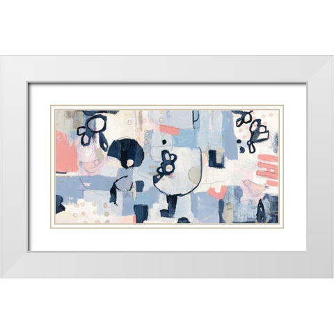 Take Flight Coral and Gray White Modern Wood Framed Art Print with Double Matting by Wild Apple Portfolio