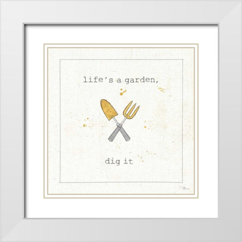 Garden Notes II White Modern Wood Framed Art Print with Double Matting by Pela Studio