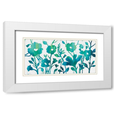 Teal Trio I on White White Modern Wood Framed Art Print with Double Matting by Vassileva, Silvia