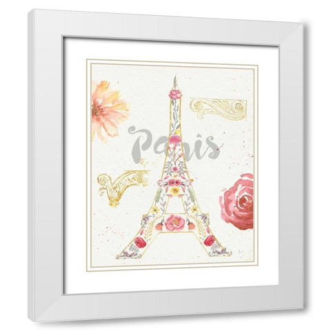 Paris Blooms I White Modern Wood Framed Art Print with Double Matting by Aiken, Jess