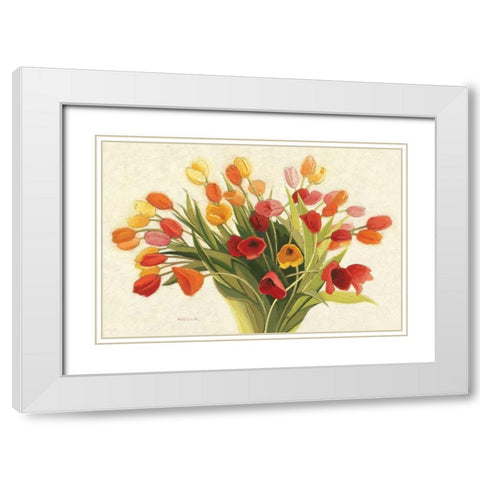 Spring Tulips White Modern Wood Framed Art Print with Double Matting by Novak, Shirley
