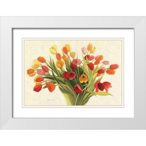 Spring Tulips White Modern Wood Framed Art Print with Double Matting by Novak, Shirley
