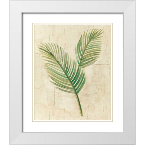 Sago Palm Leaves Neutral Crop White Modern Wood Framed Art Print with Double Matting by Hristova, Albena
