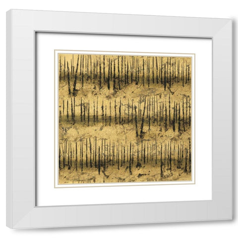 Golden Trees III Taupe Pattern II White Modern Wood Framed Art Print with Double Matting by Wiens, James