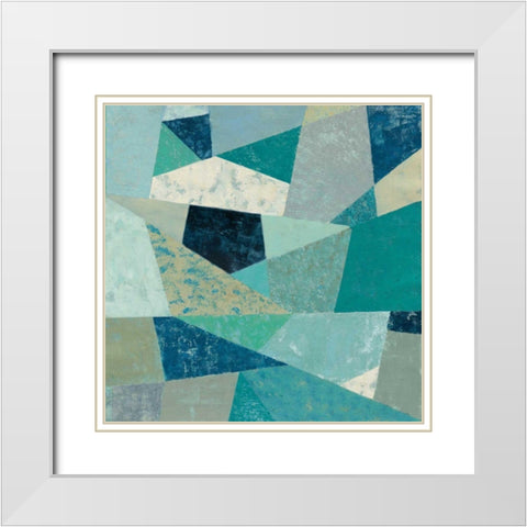 Indigo Geo Metric II White Modern Wood Framed Art Print with Double Matting by Vassileva, Silvia